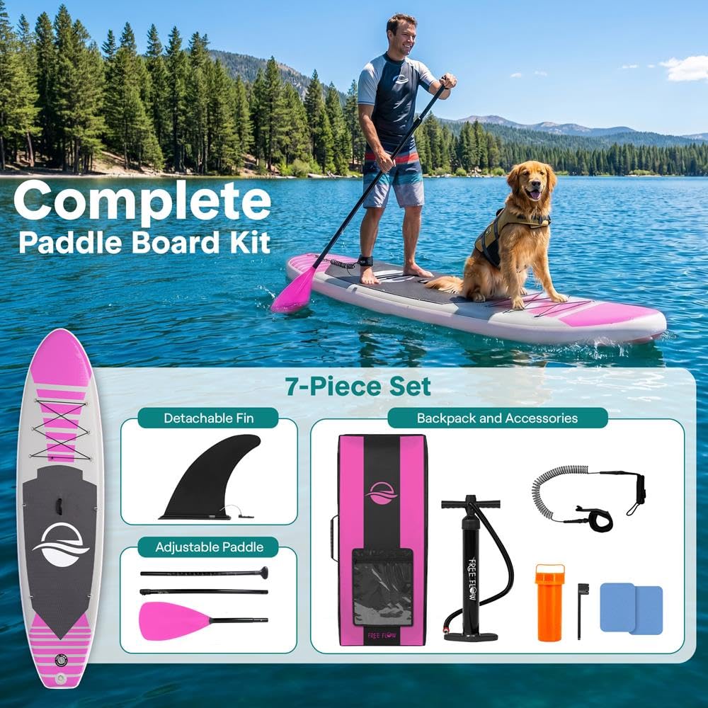 SereneLife Tavola gonfiabile per stand up paddle, tavola da SUP per adulti e ragazzi, kit tavola da surf, spessore 0,63 cm, tavola antiscivolo, ampia posizione, controllo del surf con zaino