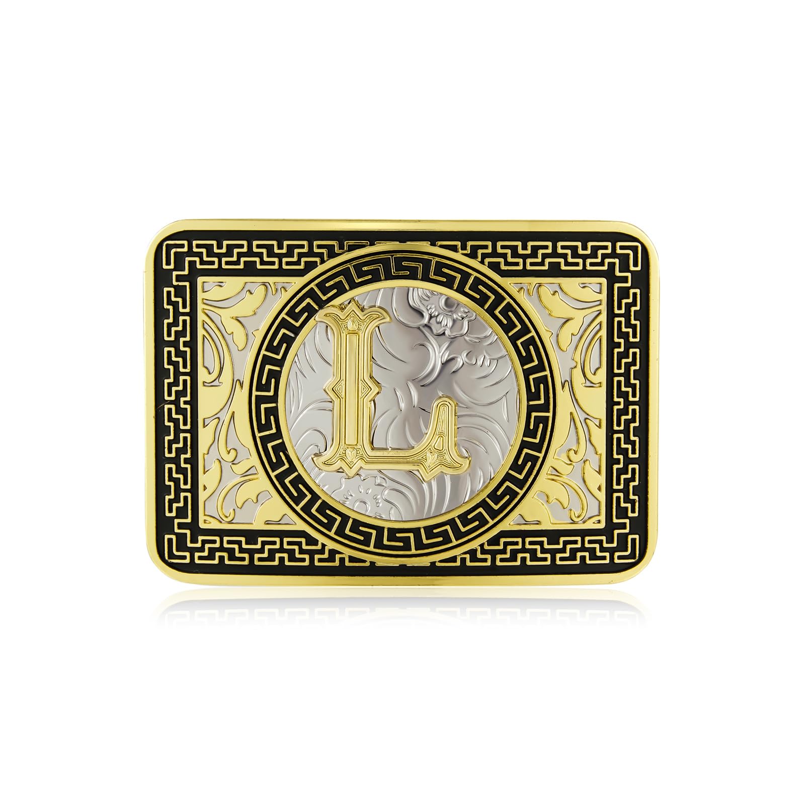 YOQUCOL Western Belt Buckle Initial Letters Cowboy Rodeo Black Gold Belt Buckles for Men Women