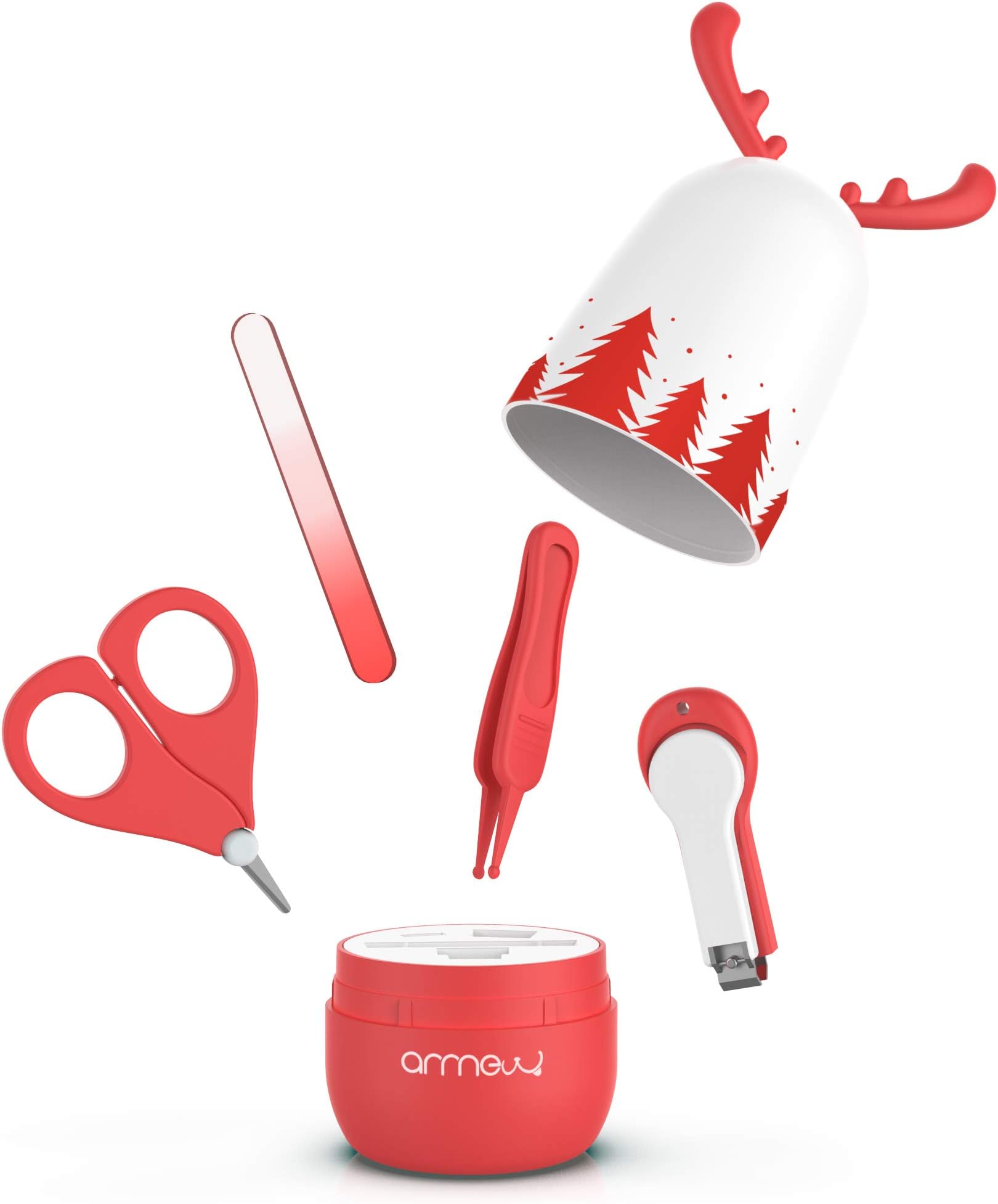 Baby Nail Kit by ARRNEW | 4-in-1 Baby Grooming Kit with Cute Case, Baby Nail Clippers, Scissor, Nail File & Tweezer | Baby Manicure Kit and Pedicure kit for Newborn, Infant & Toddler