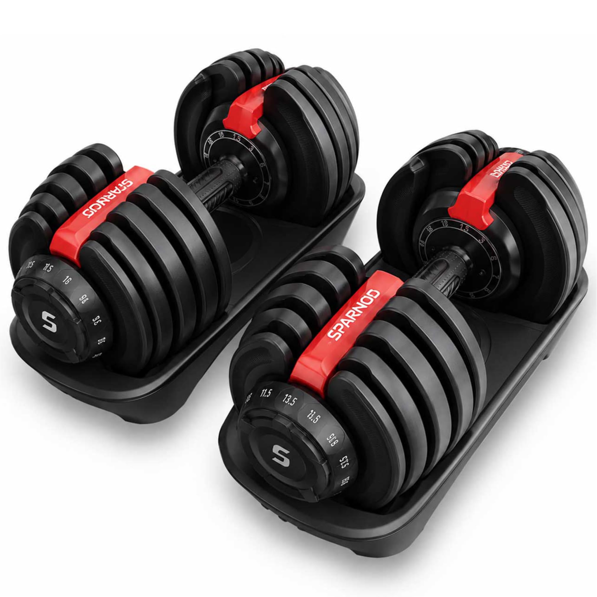Sparnod Fitness SAD-18 Adjustable Dumbbell 18kg (Set of 2) 12 Weight Levels (1.5–18kg), Quick Adjust with Safety Lock, Non-Slip Grip, Thickened Base Full-Body Workout, Steel & Nylon-image-10