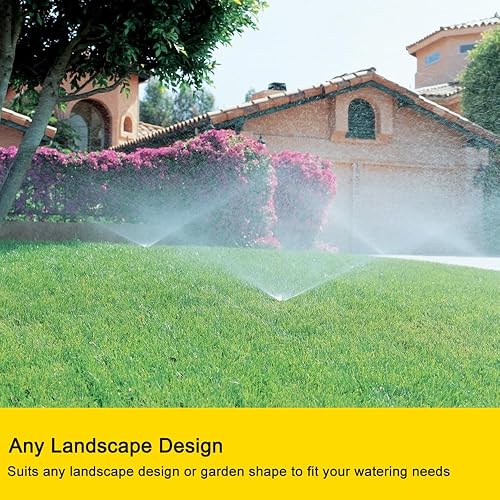 Miniatura 6 de FANHAO Paquete de 2 aspersores de metal para patio, rociador automático de agua de jardín en base de punta, boquilla de rociador de latón ajustable