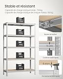 SONGMICS 5-Tier Heavy-Duty Shelving Units, Set of 2 Steel Shelving Units for Storage, Boltless Assembly, for Garage, Shed, Load Capacity 750 kg, 60 x 120 x 200 cm, Silver GLR060E02 - 4