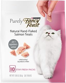 Purina Fancy Feast Natural Cat Treats, Purely Natural Hand-Flaked Salmon - (Pack of 5) 10 ct. Pouches