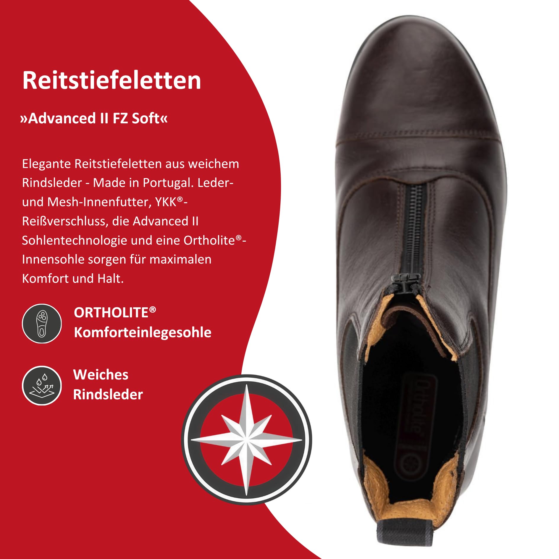 SUEDWIND FOOTWEAR Reitstiefeletten Advanced II FZ Soft – Damen Jodhpur-Stiefeletten – Leder Chelsea Boots – Reißverschluss vorn & komfortable OrthoLite-Sohle – schwarz o. braun – Gr. 36-46