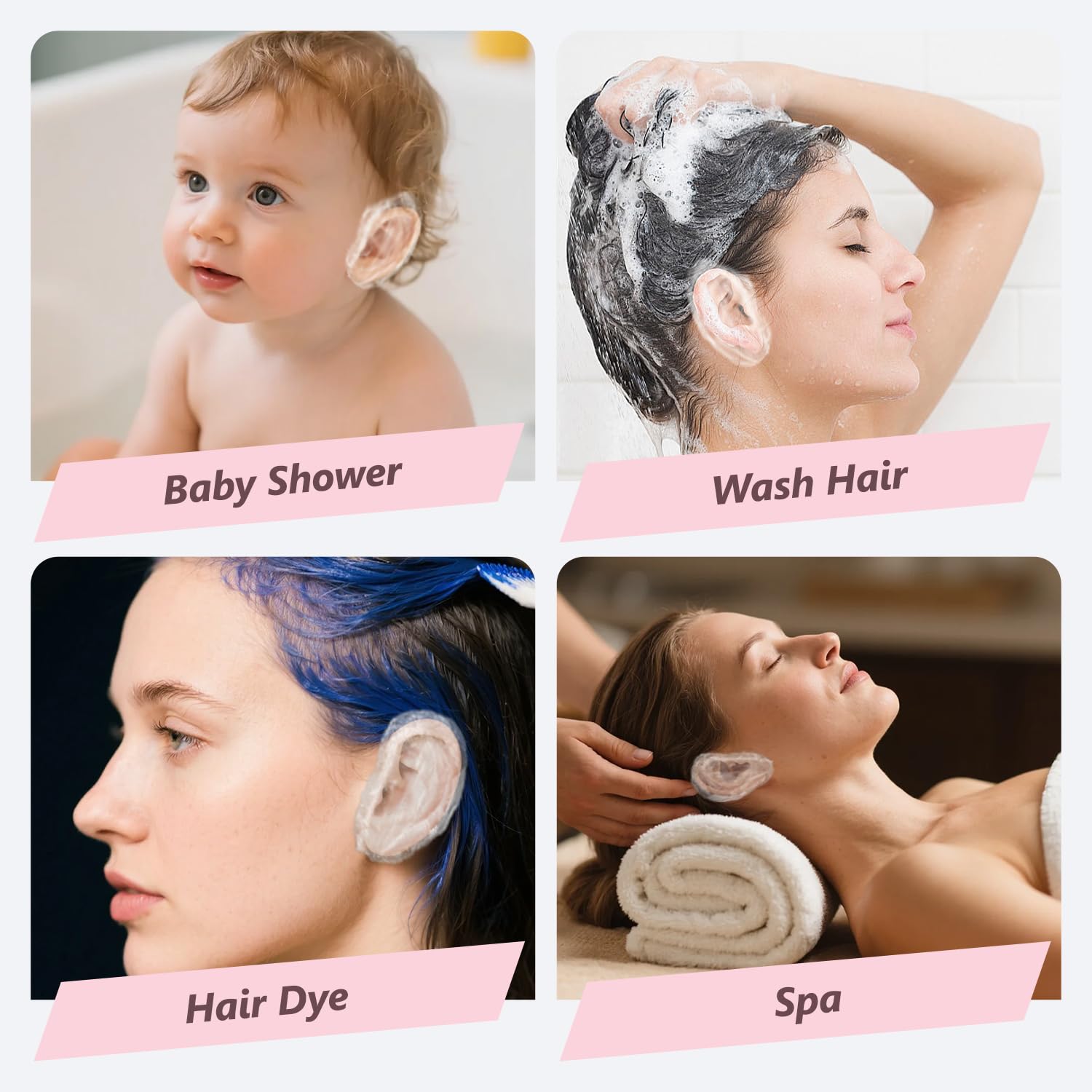100 Protège-Oreilles Jetables Transparents – Imperméables Pour Douche, Bain, Piscine – Adultes