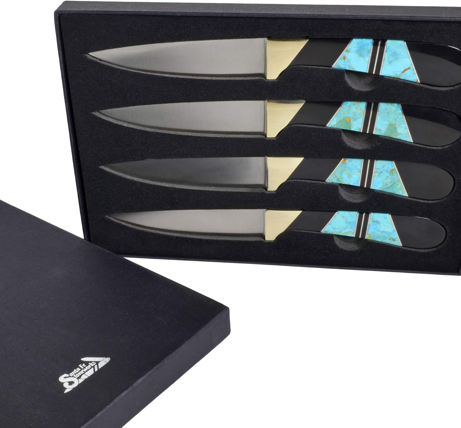 Jewelry Collection Steak Knives, Set of 4, Turquoise/Jet