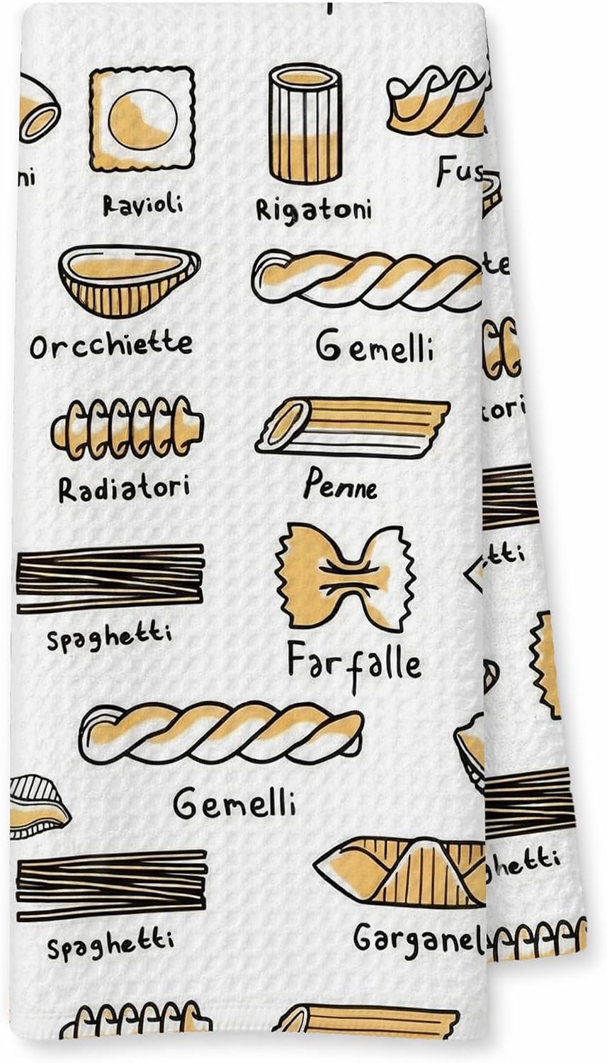 Pasta Gifts Hand Towels for Kitchen Dining Room, Gifts for Pasta Lovers, Italian Kitchen Decor Dish Tea Towels, Italian Gift for Women Men, 16x24 Inch