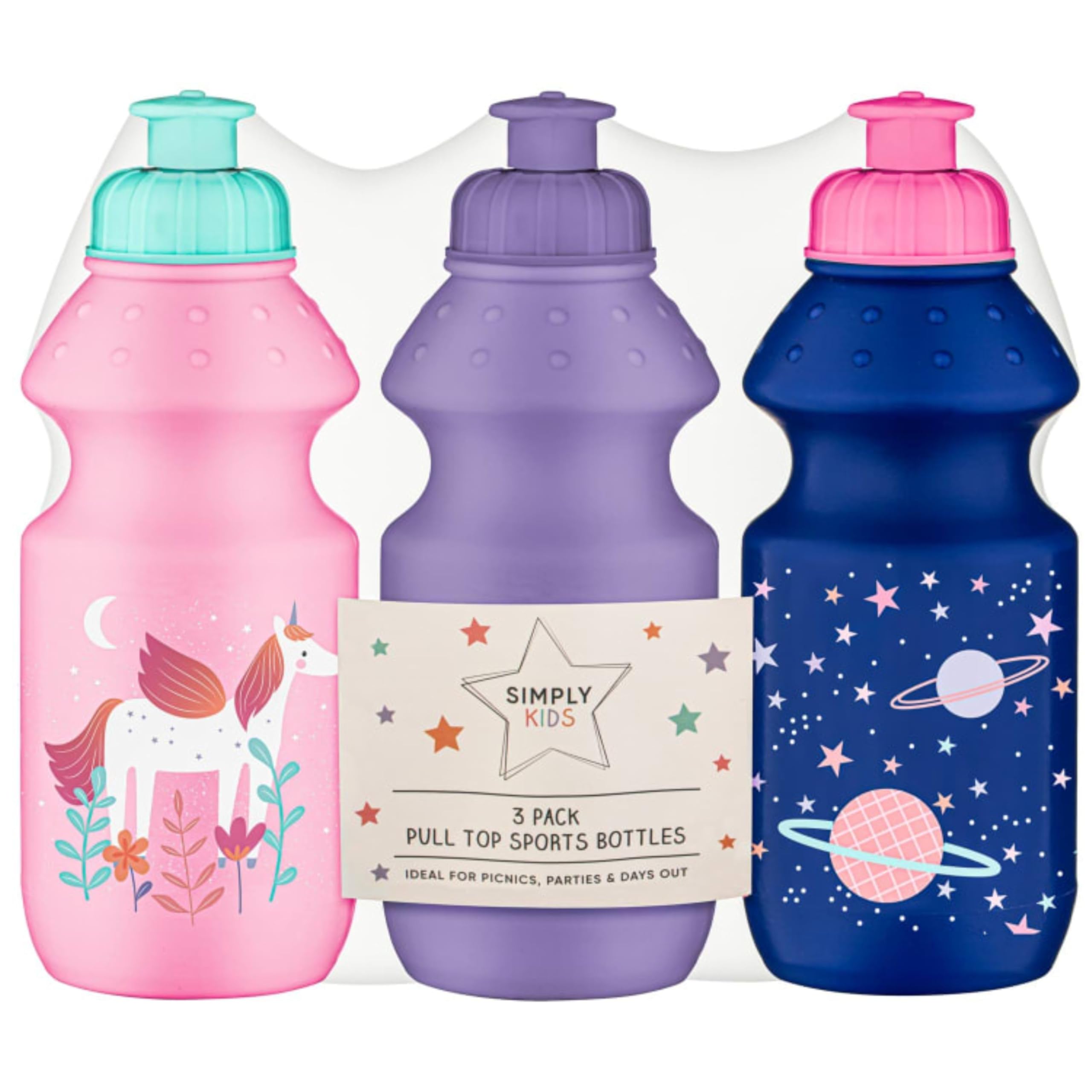 rightclick Small Water Bottle โ Kids Pull Top Sports Bottles, Reusable Boys Drinks Bottle for School, Refillable Girls Water Bottles, No Spill Toddler Water Bottle (Unicorn)