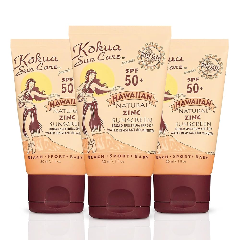 Kokua Sun Care Hawaiian Reef Safe Sunscreen SPF 50 | 1 oz - 3 Pack | Zinc Oxide | Mineral Sunscreen | Face & Body | Moisturizing Sun Protection | Water Resistant | Chemical Free | Natural Ingredients