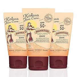 Kokua Sun Care Hawaiian Reef Safe Sunscreen SPF 50 | 1 oz - 3 Pack | Zinc Oxide | Mineral Sunscreen | Face & Body | Moisturizing Sun Protection | Water Resistant | Chemical Free | Natural Ingredients