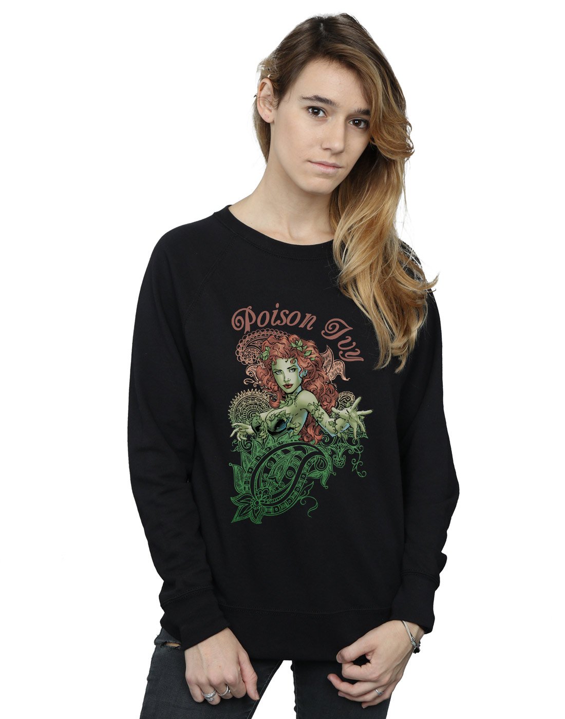 Dc Comics Women's Black Poison Ivy Paisley Sweatshirt In Large