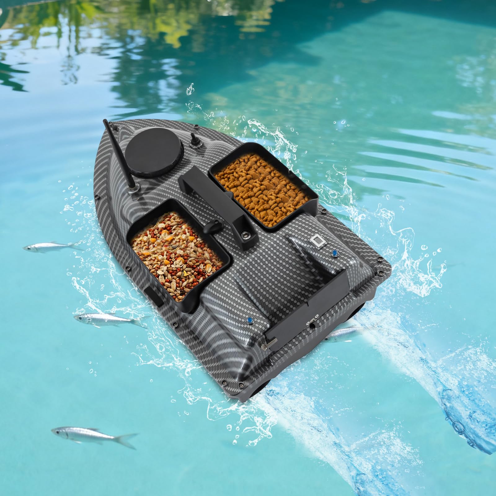 Barco de alimentación de 500 m, barco alimentador teledirigido con GPS, 12000 mAh, cebo de pesca nocturna, barco de cebo, mando a distancia, barco de cebo con control remoto, carga de 2 kg