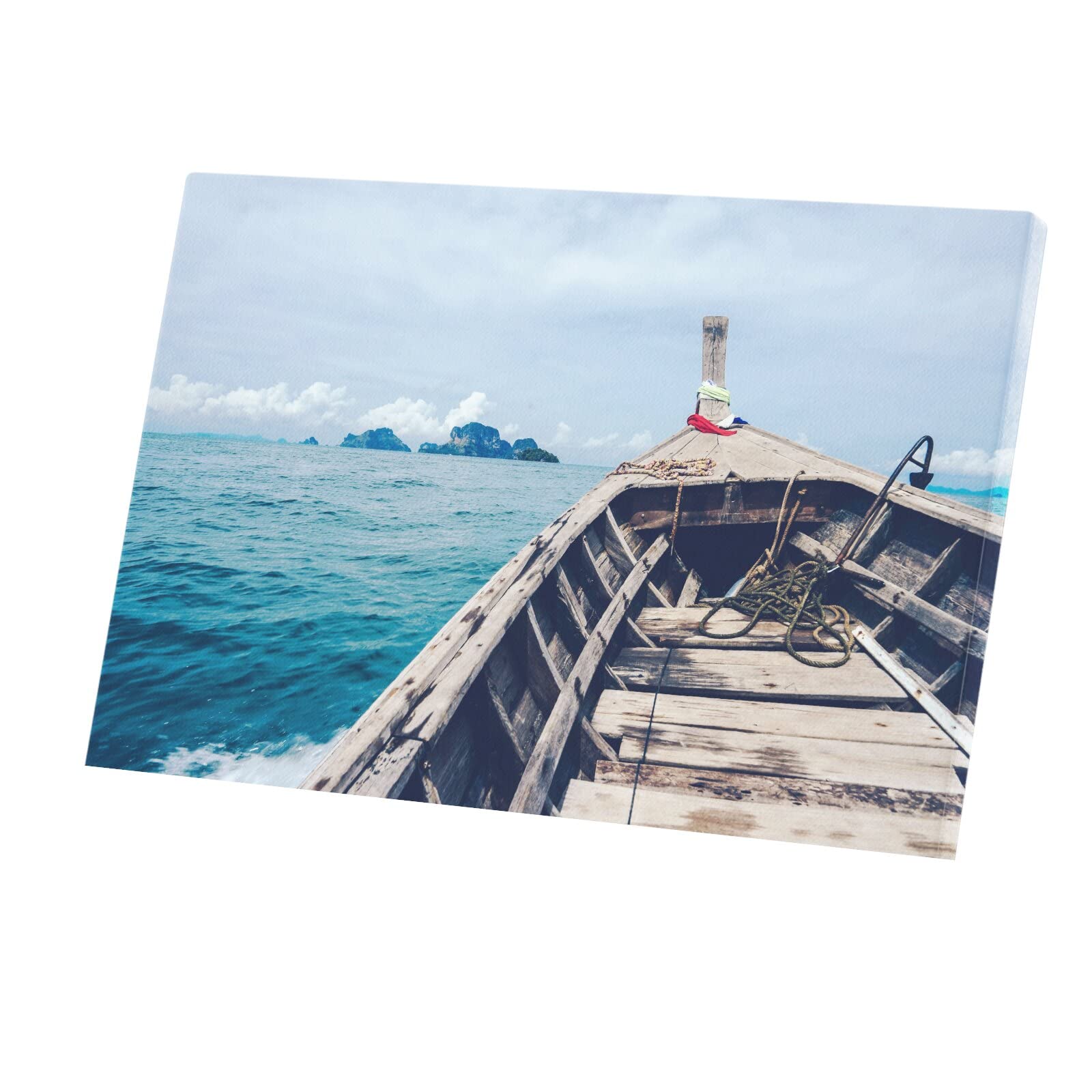 Tableau barque thaïlandaise en mer toile tendue finition d'art
