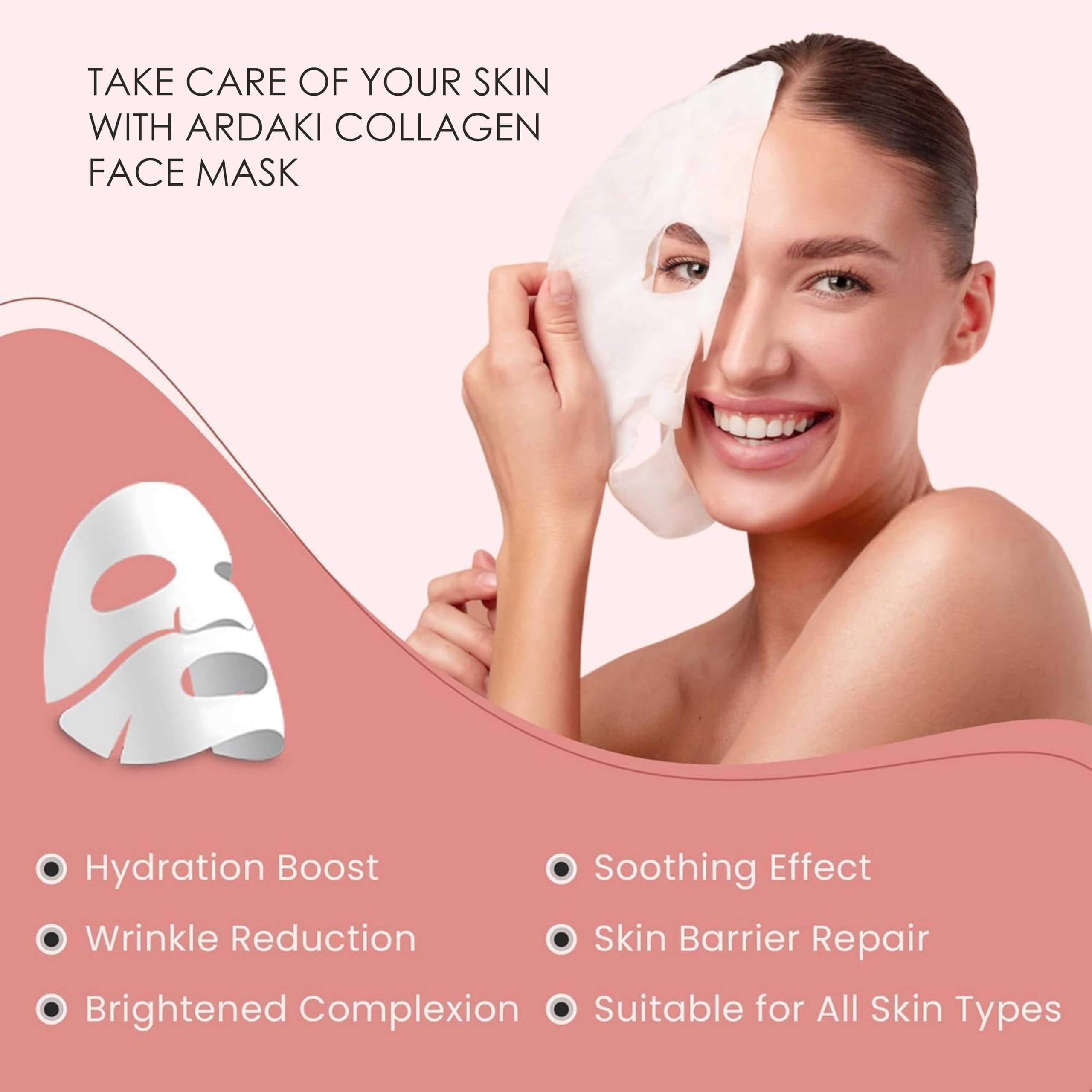 ARDAKI Bio Collagen Real Deep Face Mask, Korean Glass Skin Hydrogel Mask for Deep Hydration Overnight | Skincare Collagen Hydrogel Mask, Anti-Aging Pore Minimizing Firming Korean Beauty (Pack Of 1)