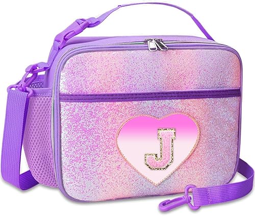 Miniatura 19 de RHCPFOVR Lonchera con inicial para niños, lonchera aislada para niños y niñas, lonchera lavable y lonchera reutilizable a prueba de fugas para la