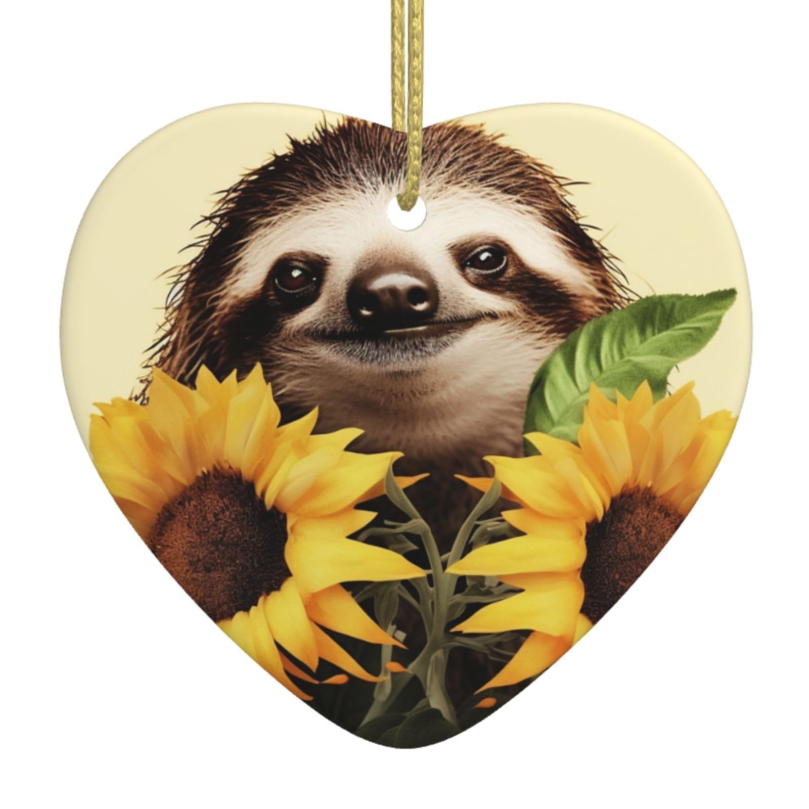 Fodpand Women's White Sloth Sunflower Christmas Ornaments 2025, Gift Exchange For Men, Collectible Ceramic Ornament Heart Hanging Ornaments For Christmas Tree Decoration