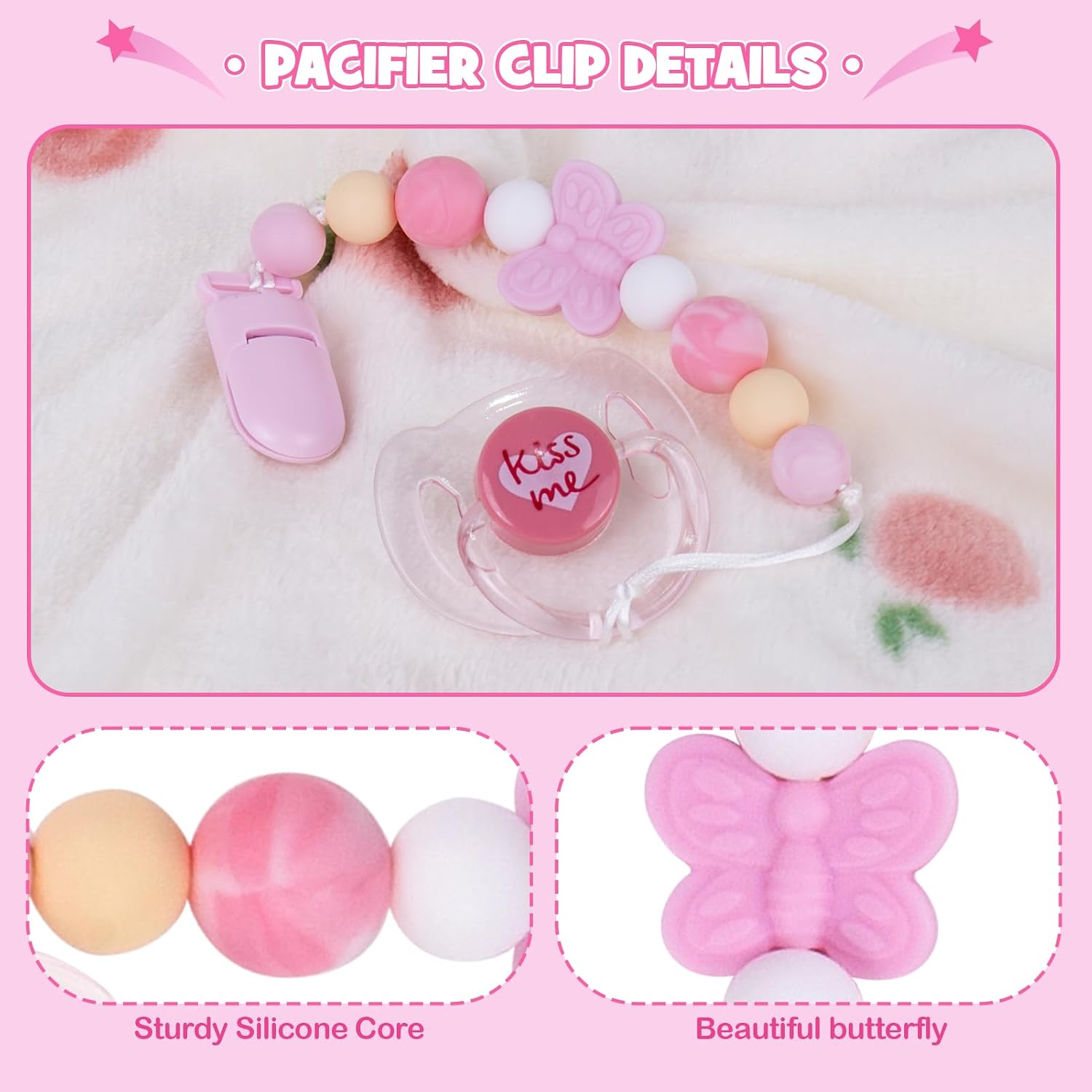 Aori Magnetic Pacifier with Pacifier Clips for Reborn Baby Dolls image 3