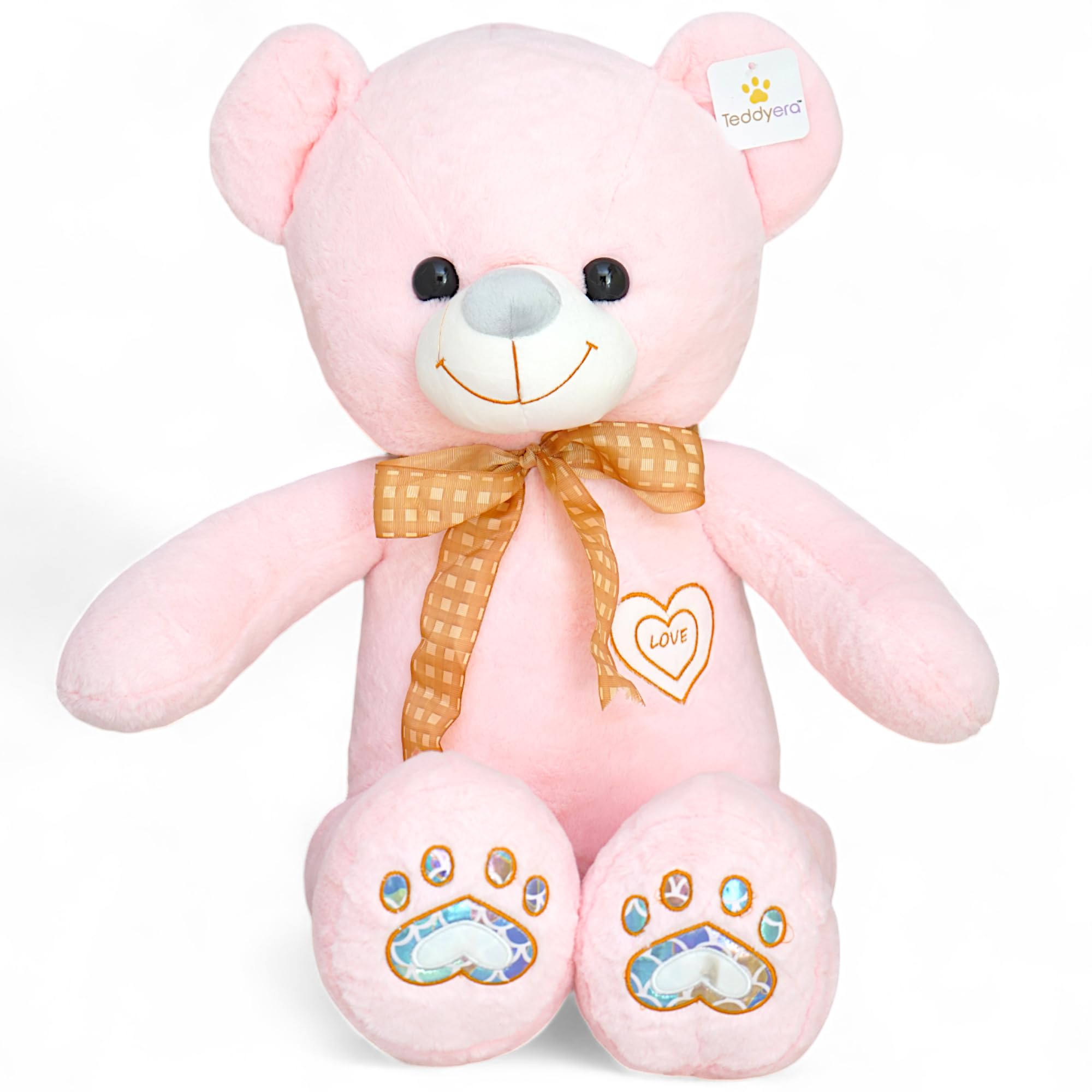 Teddyera Premium Soft Plush Teddy Bear, 3 Feet Love Heart Ribbon, Matt Fabric Red/White/Pink, Adorable Paws, Cute Smile, Birthday Gift for Girls, Boys, Kids 90Cm Big Huggable Size (Baby Pink)