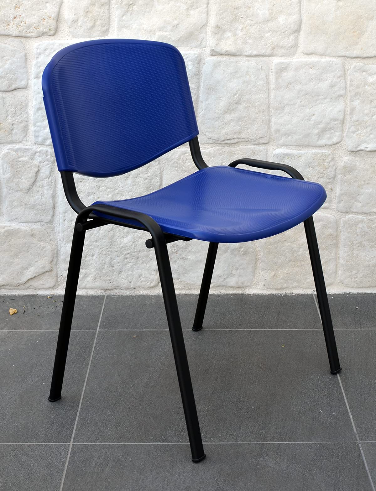 idealsedie Galizia Prime sedia fissa 4 gambe con telaio in acciaio VERNICIATO NERO, sedile e schienale in plastica resistente in vari colori (blu)