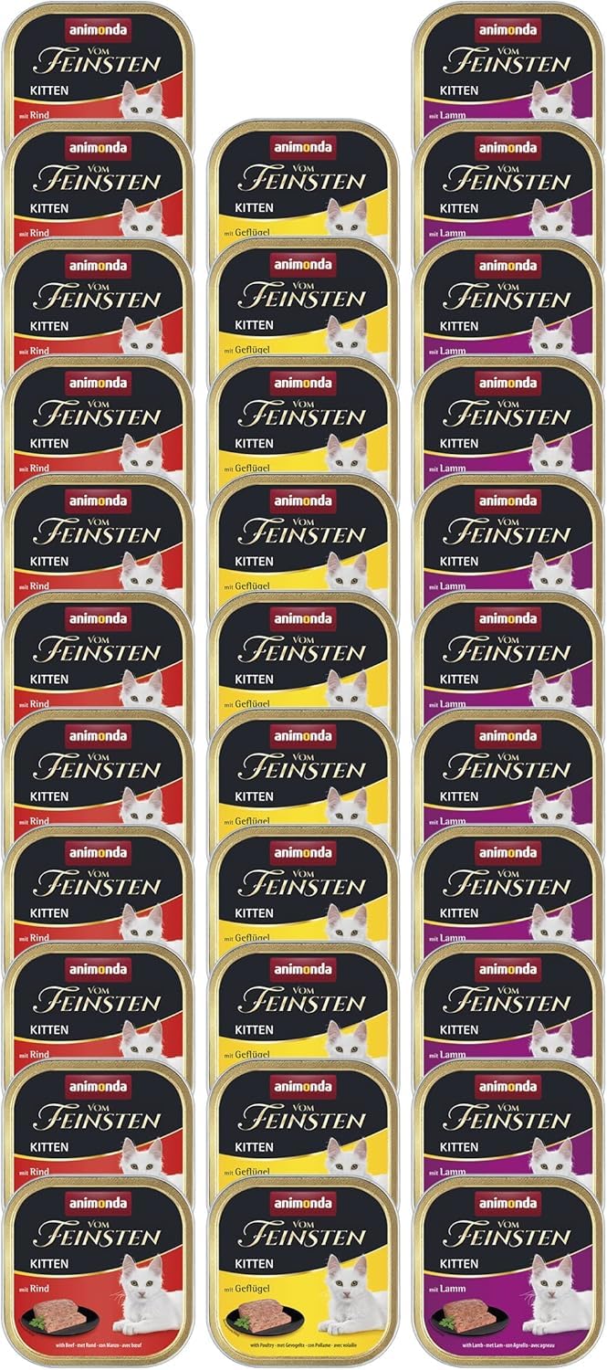 animonda Vom Feinsten Kitten Vielfalt für Katzenkinder (32 x 100g), Kitten Nassfutter für junge Katzen, Katzenfutter ohne Getreide und Zucker, mit 100 % frischen, fleischlichen Zutaten