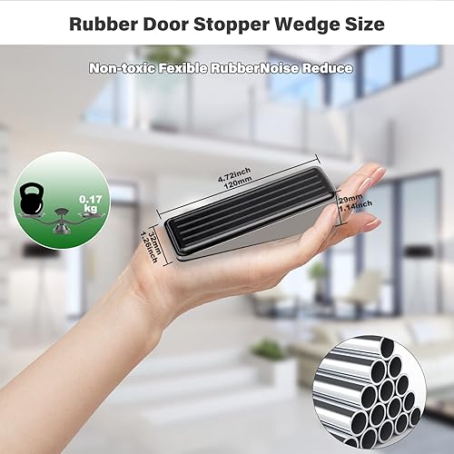 Miniatura 2 de Topes de puerta, paquete de 2 topes de puerta resistentes que se adaptan a todos los pisos, topes de puerta de metal resistente para la parte