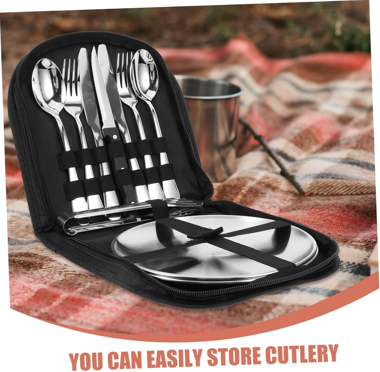 SUPVOX Silverware Set Storage Bag Compact and Lightweight Camping Utensils for Outdoor Activities for Bbq Hiking Picnic