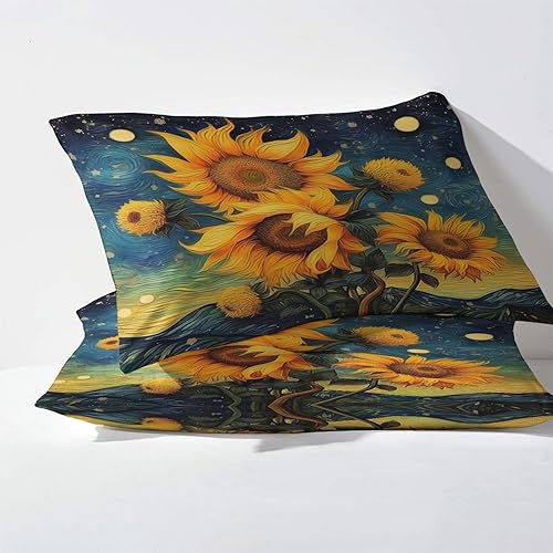 Miniatura 9 de Starry Night Sábanas tamaño individual XL, sábanas de bosque, sábanas y fundas de almohada estampadas de 3 piezas, sábana bajera ajustable de