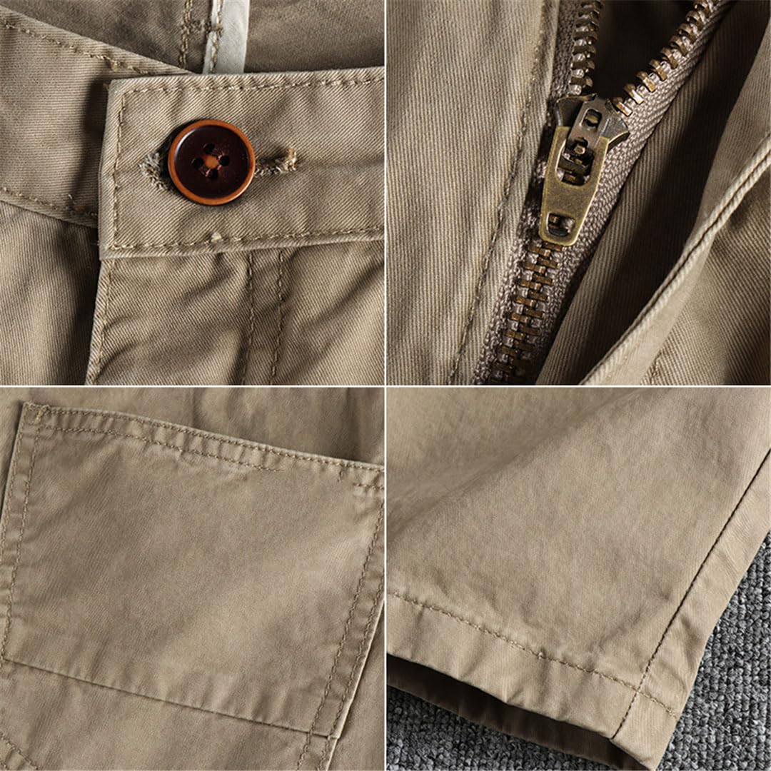 Męskie spodenki na co dzień, pięcioczęściowe, Khaki, 38