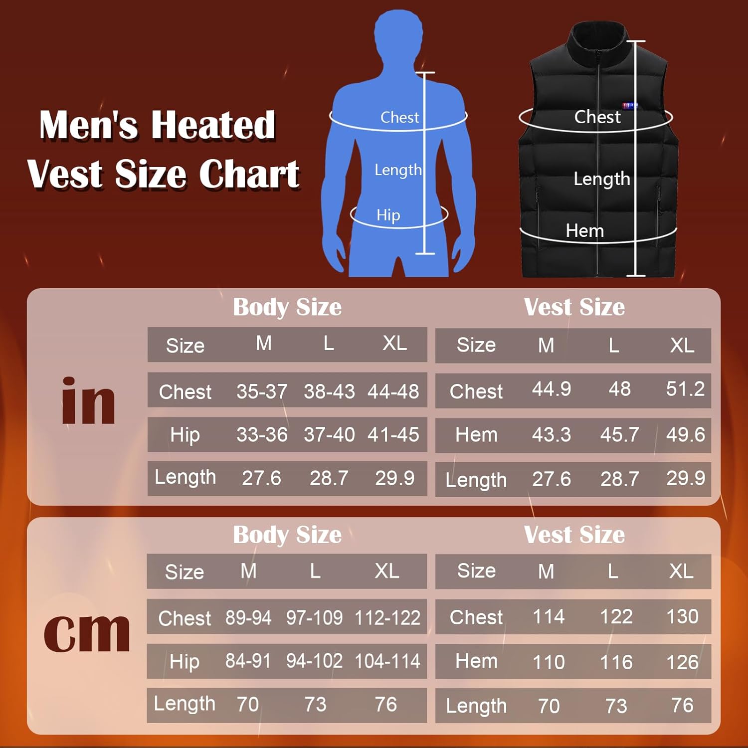 Heated Vest, 23 Heating Zones, Men's Heated Vest with 20000mah 7.4V Battery Pack, Washable, Rechargeable