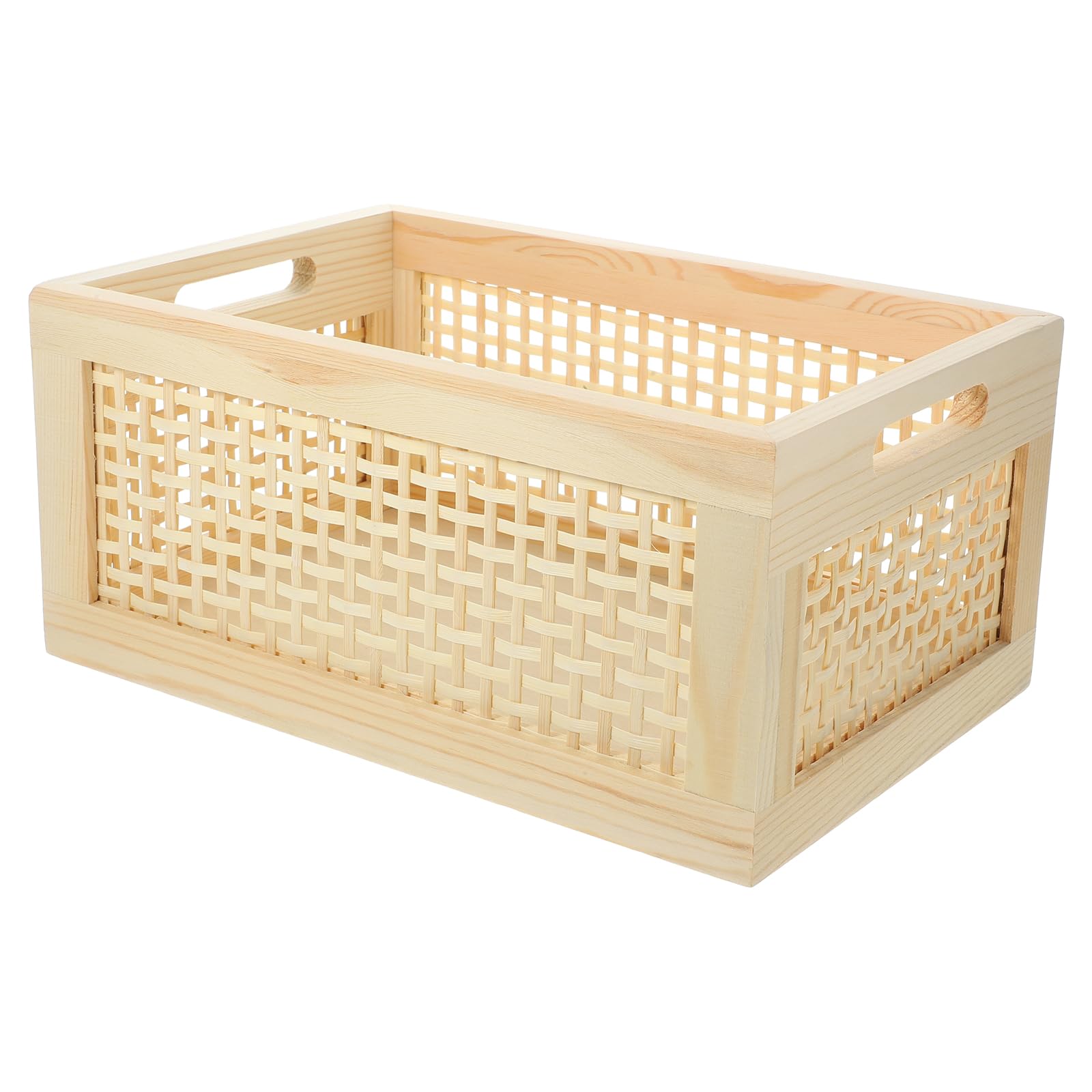 Panier de rangement en bambou tressé pour organiser serviettes
