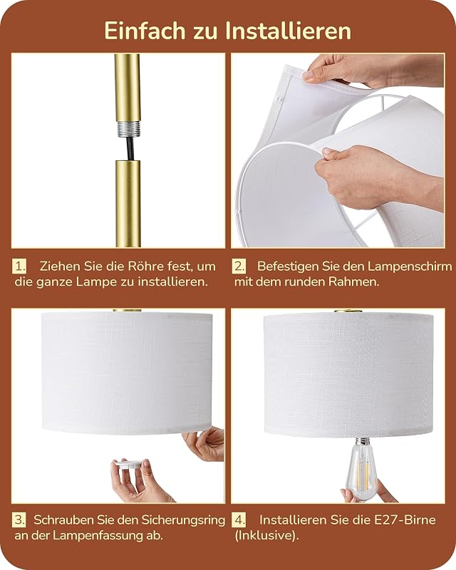 EDISHINE arany ívlámpa állólámpa linen árnyékolóval, E27 LED, 160 cm, nappali hálószoba