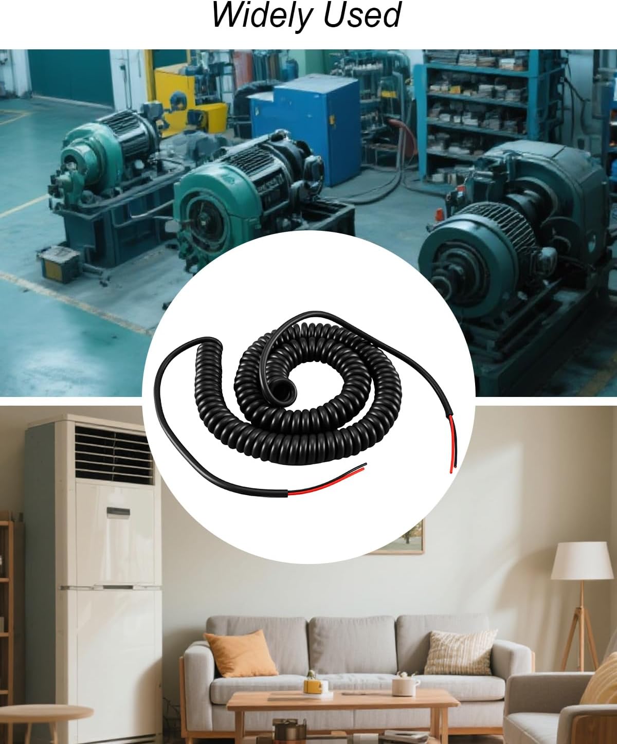 4-20-2 Coil Cord Fit for Industrial and Home Heavy Duty, 18AWG 2-Conductor Coiled Extension Cord, Retractable Spring Coil Wire
