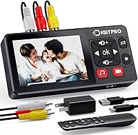 DigitPro VHS to Digital Converter 2.0: 1080p HD Recorder with 3.5" Screen, Remote - Convert VHS, VCR, Hi8, Mini DV to MP4 USB/TF