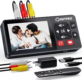 Conversor de vídeo para digital 2.0, gravador conversor de VHS para digital com controle remoto, converte áudio de vídeo de VHS, VCR, DVR, DVD, Hi8, Mini DV Players, filmadora, consoles de jogos (VHS