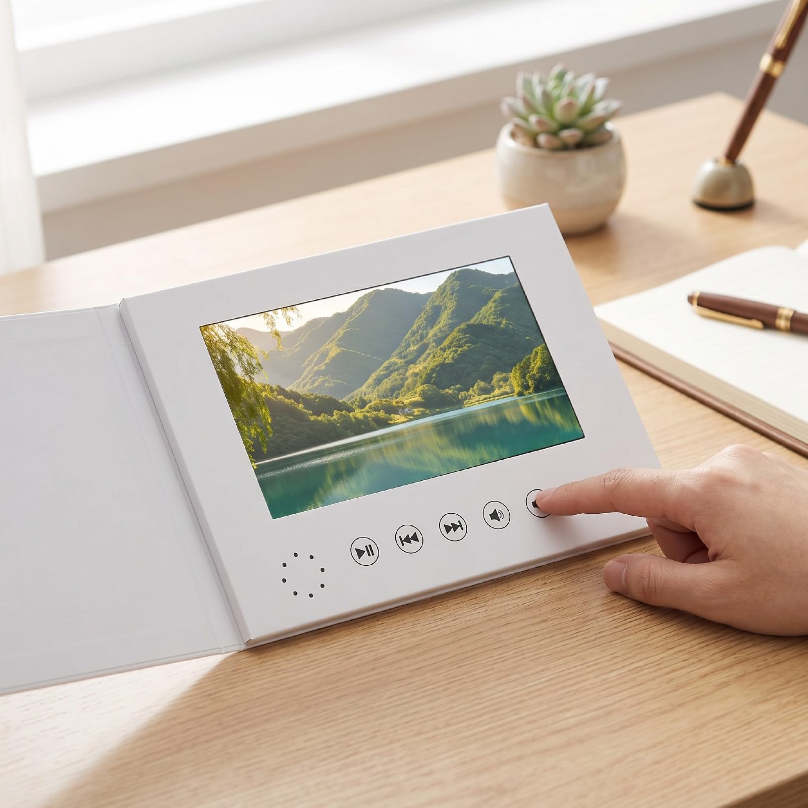 Jiawu Tarjeta de Felicitación con Vídeo Personalizable Pantalla Liviana de 720P para Uso Personal Perfecta para Ocasiones Especiales con Diseño Compacto