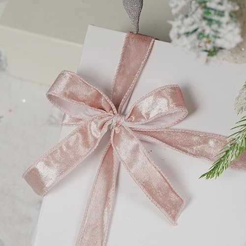 Miniatura 4 de MEEDEE Cinta de terciopelo de color oro rosa de 1.5 pulgadas, cinta de terciopelo con alambre de 25 yardas, carrete de cinta de terciopelo