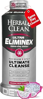Herbal Clean Same Day Ultra Eliminex Detox Cleanse Drink* (32 fl oz) - Dragon Fruit Flavor Full Body Cleanse Detox Drink with Milk Thistle Seed* for high Toxin*, Vitamin B12 for Men & Women