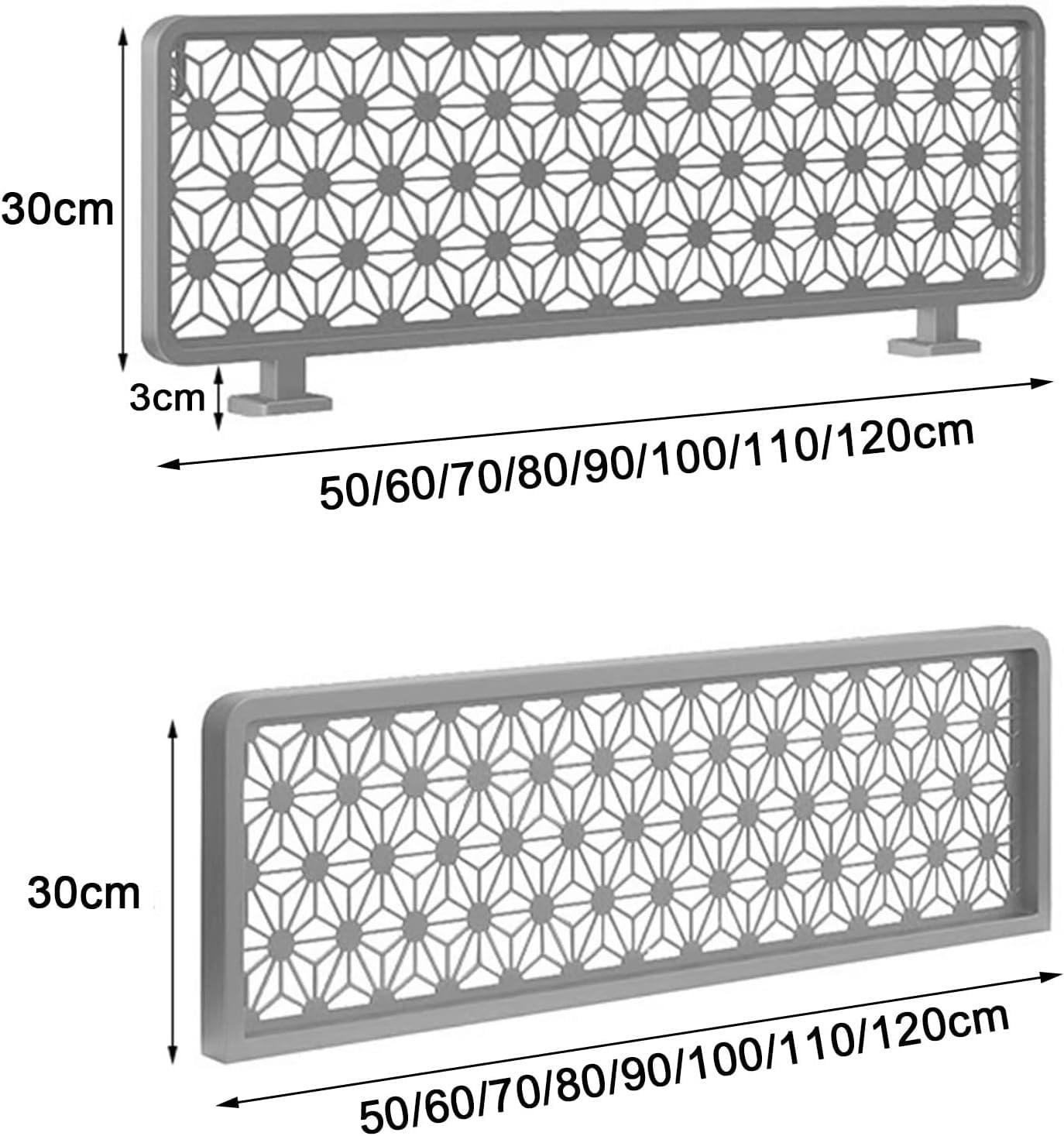 Elegantes separadores de ambientes de metal dorado para comedores y oficinas - División baja de 30 cm para espacios de mostrador - Paneles de separación elegantes (120 cm de ancho)