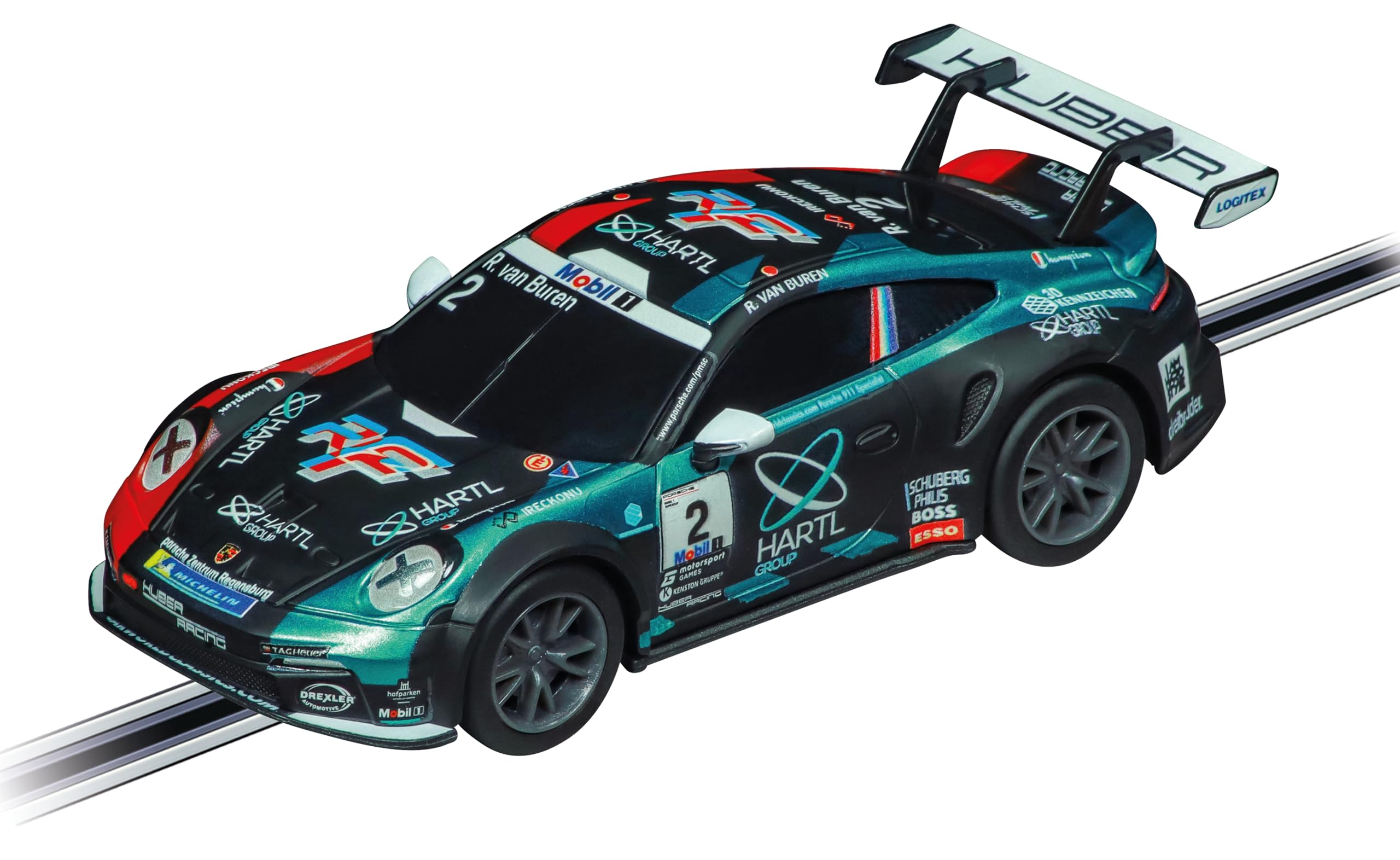64244 Porsche 992 GT3 Cup Huber Racing, No.2 1:43 Scale Analog Slot Car Racing Vehicle GO Slot Car Toy Race Track Sets
