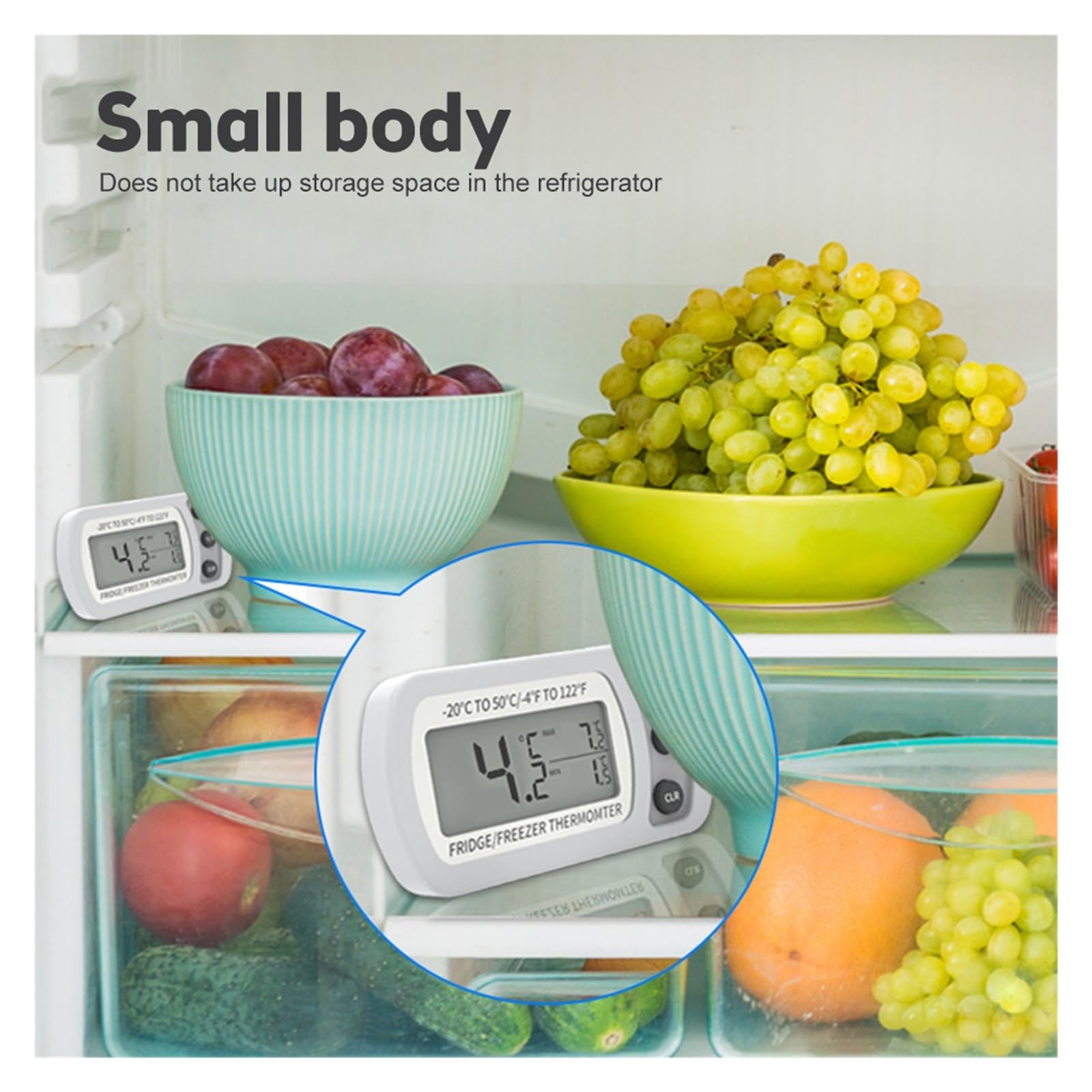 Thermomètre Domestique Et Hygromètre Numérique Multi-usage Chambre Sous-sol Stockage À Froid Réfrigérateur Précis Rapide Surveillance Temps Réel(White and Black)