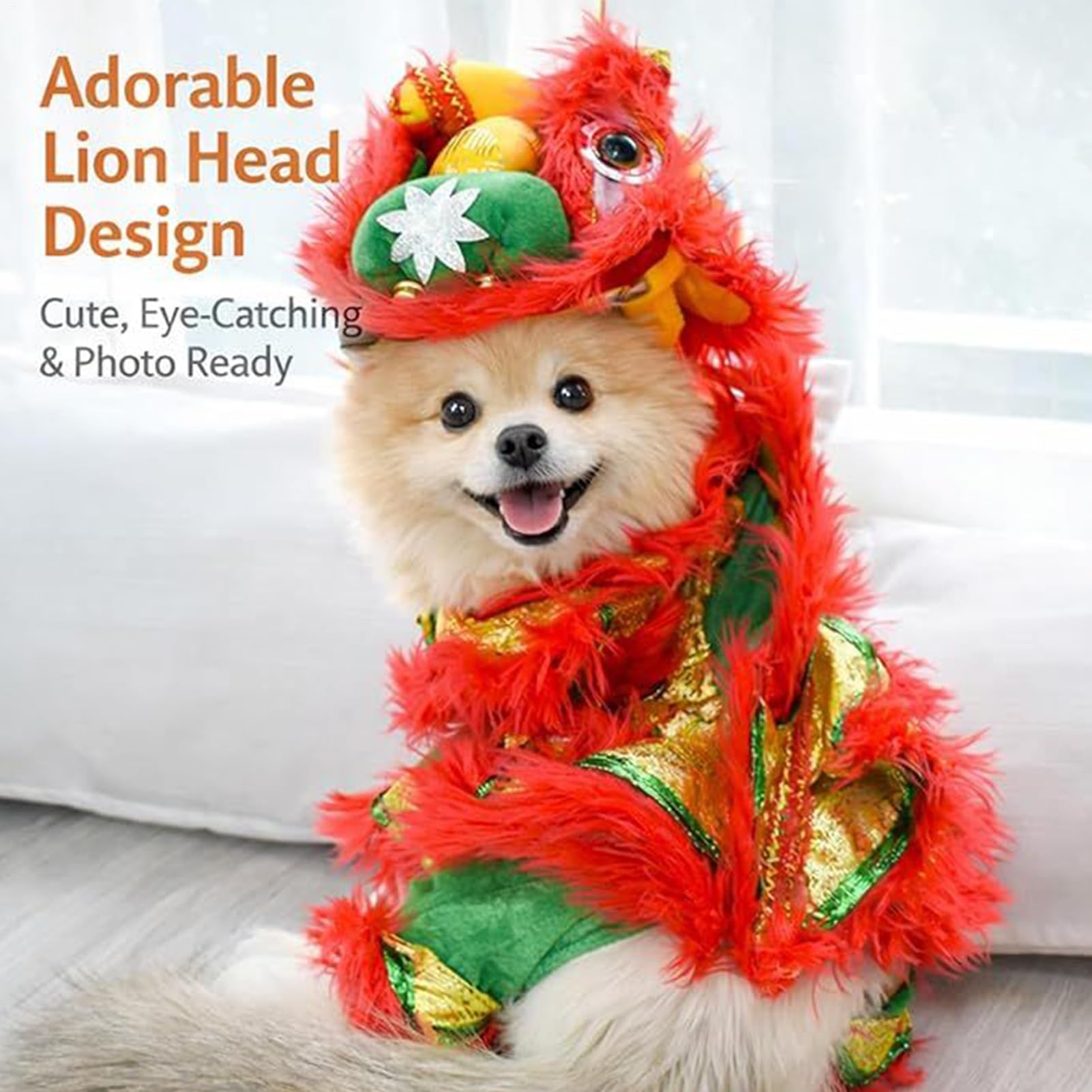 Chinesisches Neujahrs-Hundekostüm – Urlaubs-Welpen-Cosplay-Kleidung für Themenpartys, Feiern, Paraden, Familienfeiern, gesellschaftliche Veranstaltungen, Zuhause, Rasengarten