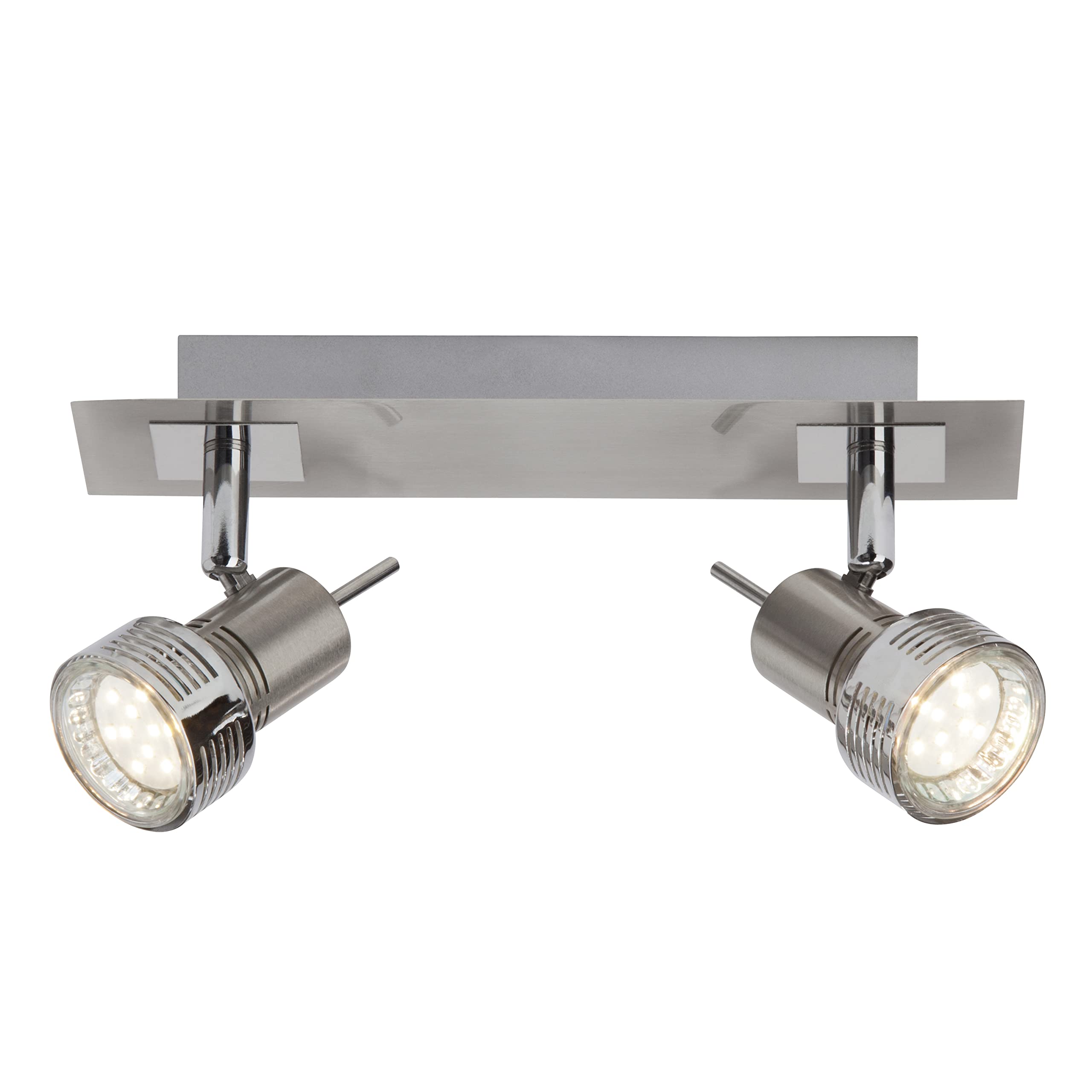 BRILLIANT lámpara Kassandra LED spot bar 2 hojas de hierro/cromo | 2x LED-PAR51, GU10, lámparas reflectoras LED de 3W incluidas, (250lm, 3000K) | Escala A ++ a E | Cabezas giratorias