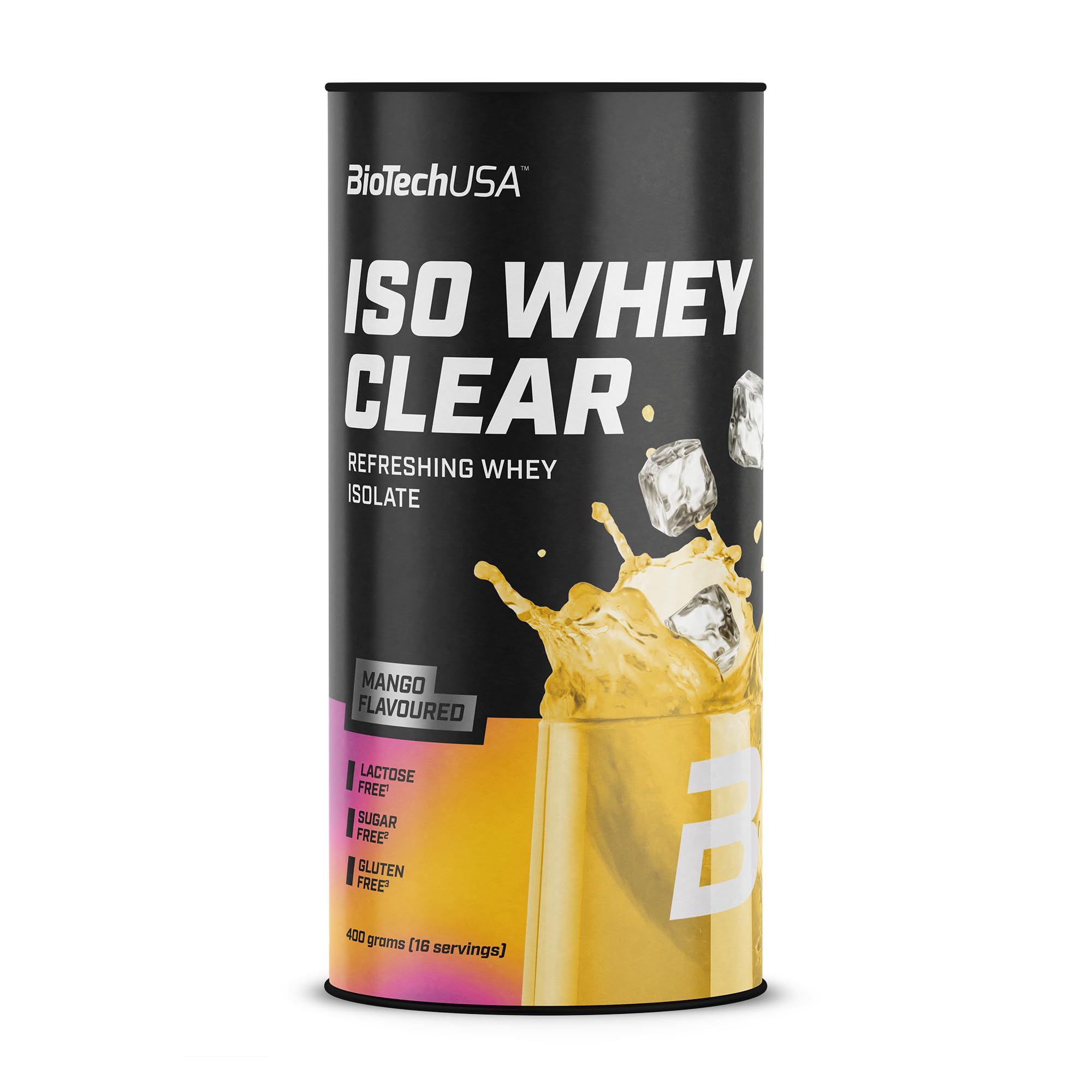 BioTechUSA Iso Whey Clear | Bebida proteica refrescante en polvo | Alto contenido en proteínas | Con aminoácidos | Sin lactosa, sin azúcares, sin gluten | 400 g, Mango
