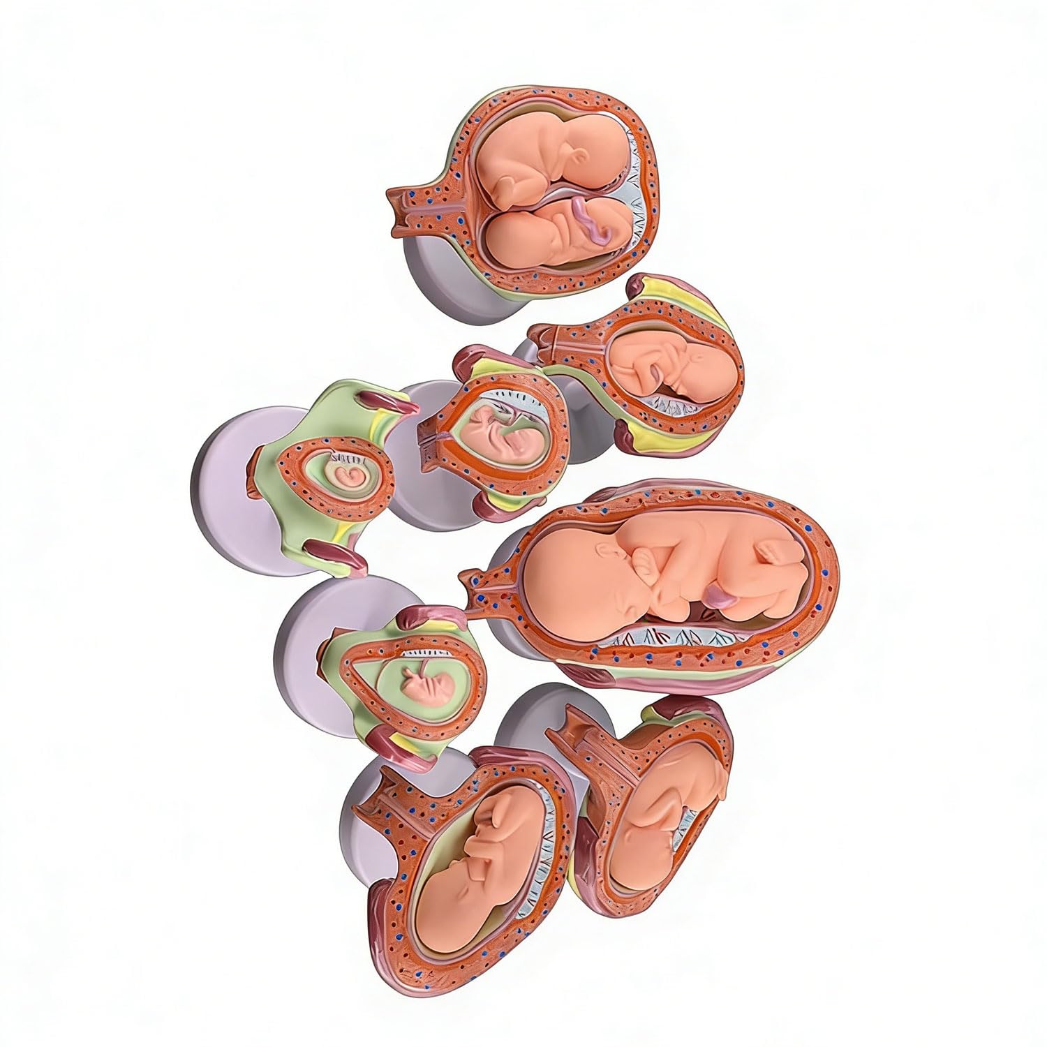 8 Stück menschliche Embryo/Fetus-Entwicklungsmodell, Stadien der Schwangerschaft in der Gebärmutter mit abnehmbaren Teilen, Schwangerschafts-Becken-Anatomie-Modell für Ärzte, Krankenschwestern