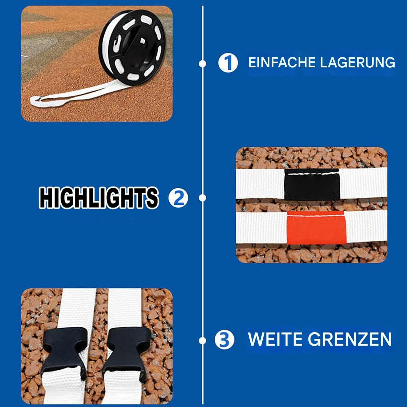 Generisch Pickleball Feldlinien für den Platz Klar Stabil Tragbar | Tennis Begrenzungsmarker für Rasen, Gras, Hinterhof, Park, Einfahrt, Terrasse, Gehweg, Beton, Asphalt, Hartboden,