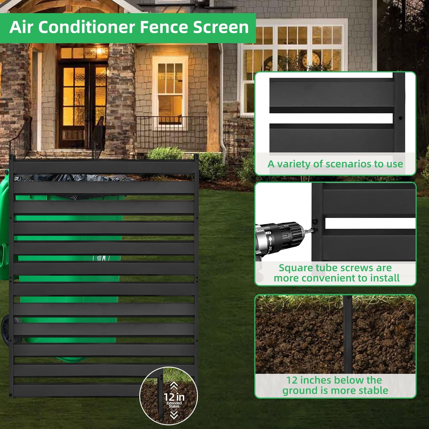 38" W x 42" H Air Conditioner Fence 3 Panel- Air Conditioner Fence Screen, Outdoor Enclosure for Pool Equipment Trash Can Privacy Fencing Panels ，Applicable to Metal Fencing for Backyards and Patios