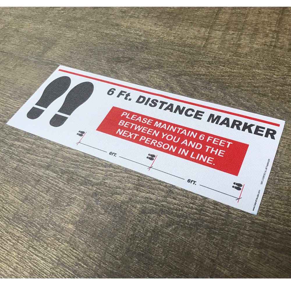 6ft Distance Marker Floor Decal for Social Distancing While in Line - Floor Decals ((Includes (1) Free Island Visuals Gaiter Logo Mask)) (12)
