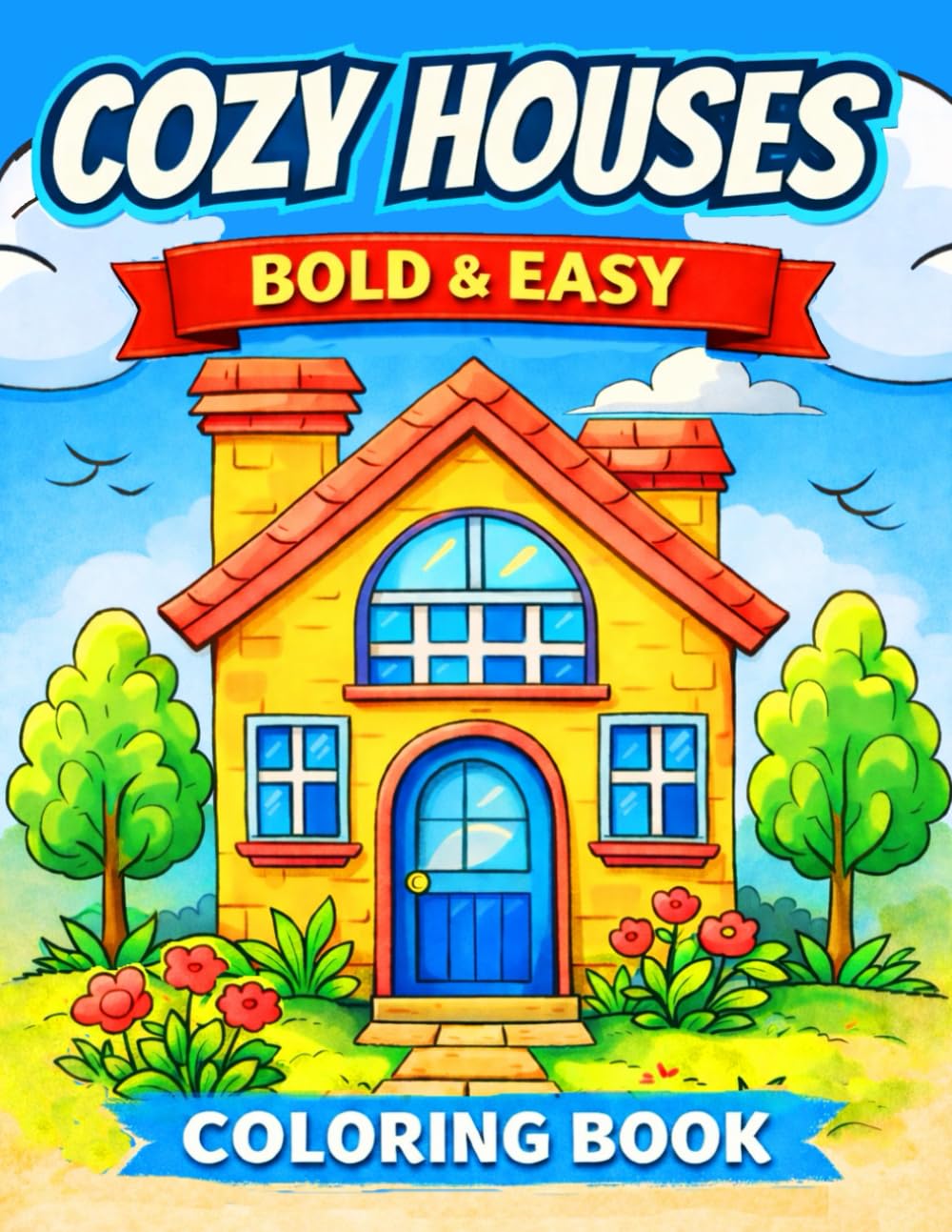 Cozy Houses Coloring Book: Bold & Easy, Cute Cozy House & Corners Coloring Pages for Relaxation for Adults, Seniors, Teens and kids of All Ages.