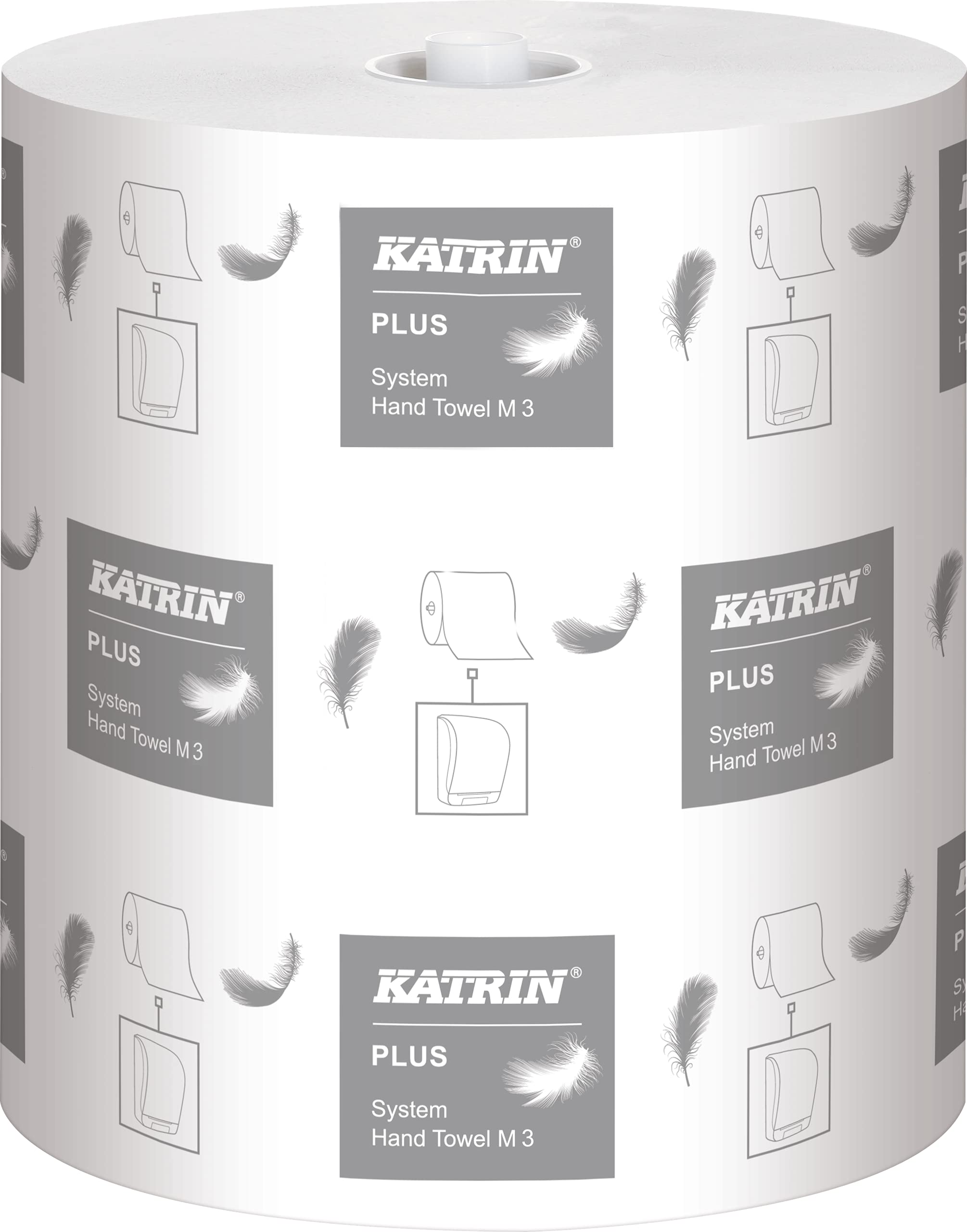 Katrin Plus System - Rotolo portasciugamani M3, bianco, 21 cm x 100 m, 3 strati, 6 rotoli/VE, 36 VE/pallet