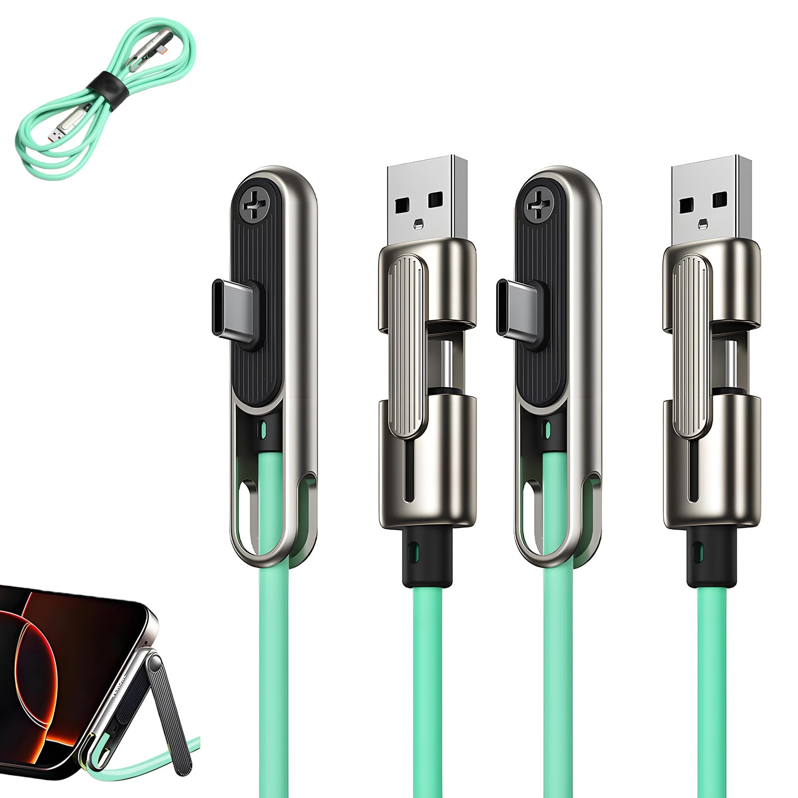 CBDYWVR 2-in-1 Invisible Stand Charging Cable, Multi Charger Cord with Type C Multi-Angle Adjustable Stand, 240W Fast Charging Cable 5 FT, for Smartphones,Tablets,Laptops,and Gaming Devices (1PCS) — view 12